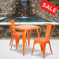 Flash Furniture CH-31330-2-30-OR-GG Metal Table Set in Orange